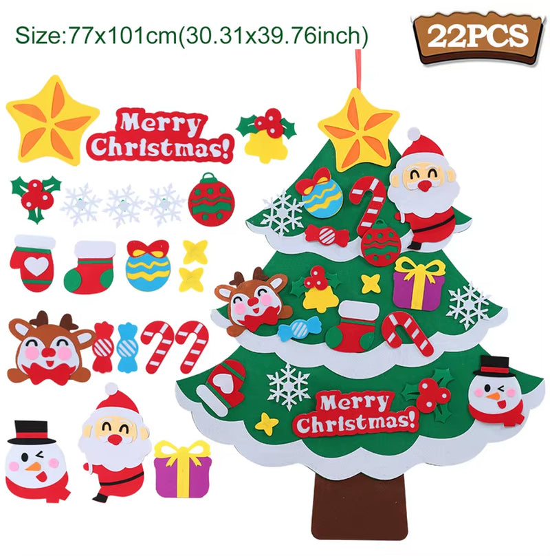 DIY Felt Christmas Tree Christmas Decoration for Home Navidad Noel 2025 New Year Christmas Ornaments Santa Claus Xmas Kids Gifts