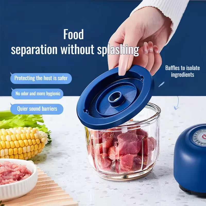 Garlic Chopper Portable Food Processor, Mini Food Chopper Onion Chopper, Cordless Meat Grinder with USB Charging-B61B