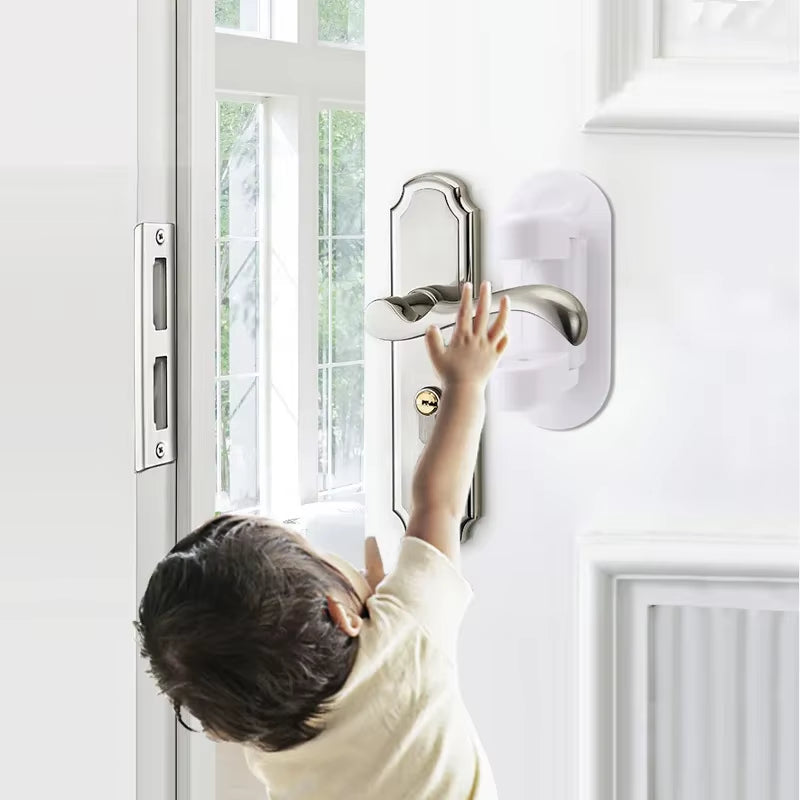 Door Lever Lock Universal Child Baby Safety Locks Handle Child Baby Punch-Free Multifunction Hidden Button Buckle Safety Lock