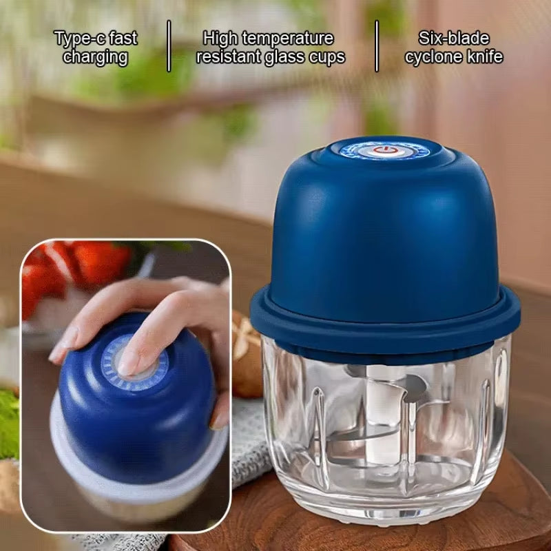 Garlic Chopper Portable Food Processor, Mini Food Chopper Onion Chopper, Cordless Meat Grinder with USB Charging-B61B